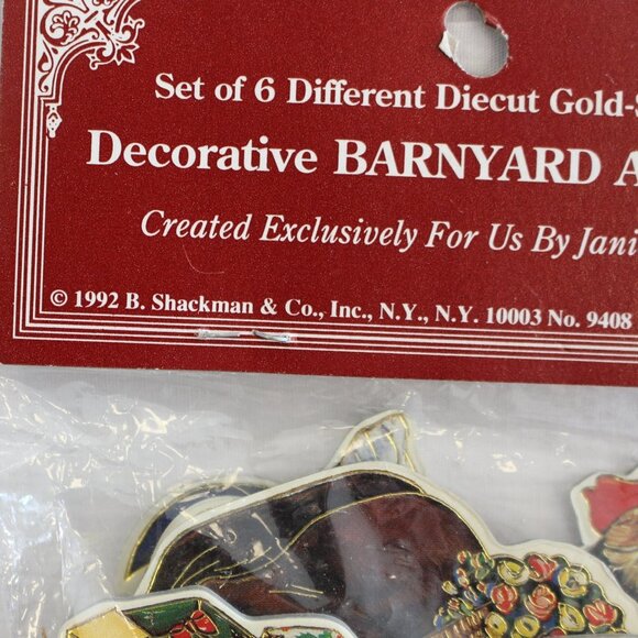 Vintage Christmas Gold Stamped Diecut Decorative Barnyard Animal Ornaments NOS - Picture 5 of 9